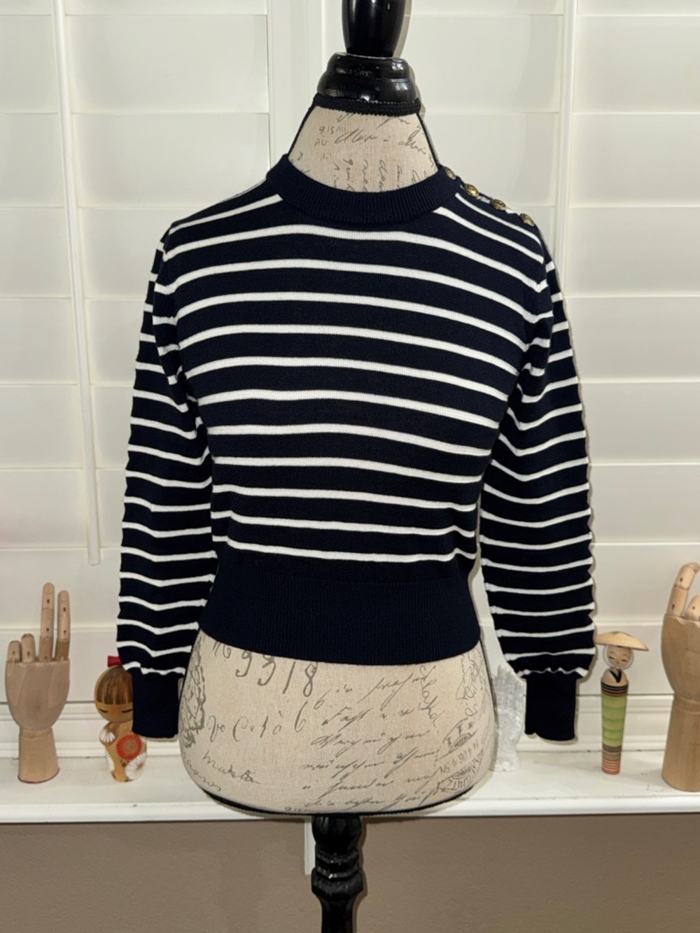 Ami Alexandre Mattiussi Sailor Stripes Cropped Sweater NAUTIC BLUE NAT